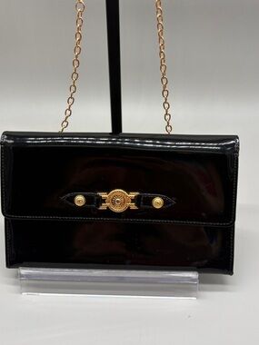 Vintage Gianni Versace Patent Leather Chain Clutch with unbranded chain
